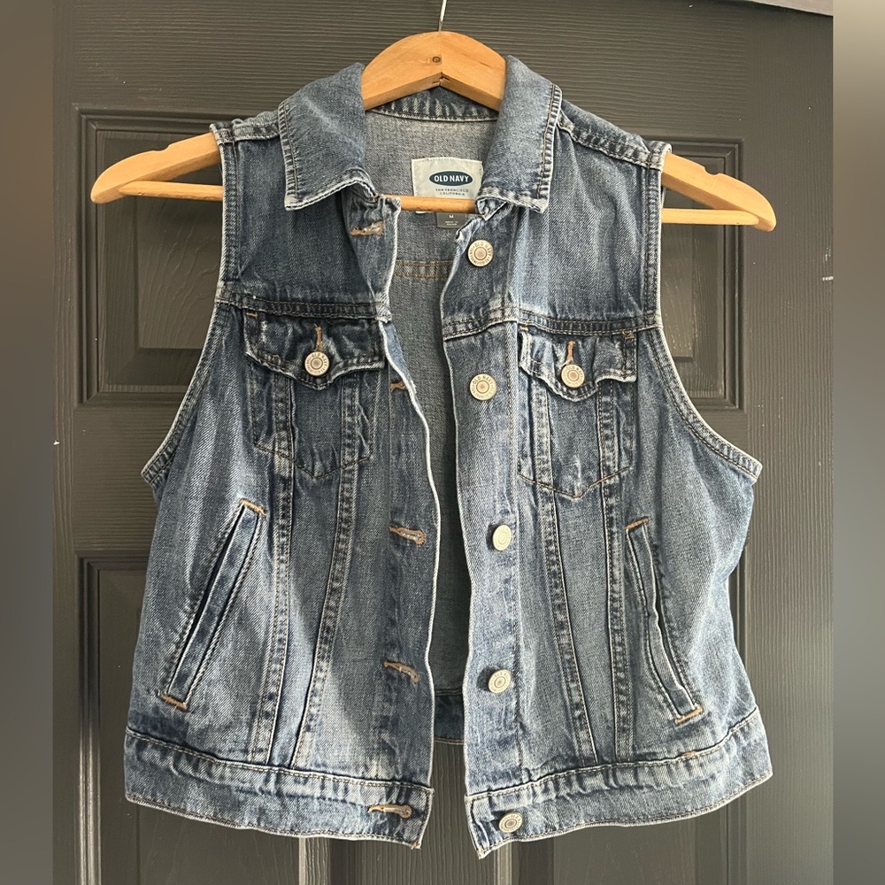 Old Navy Blue Denim Sleeveless Jacket